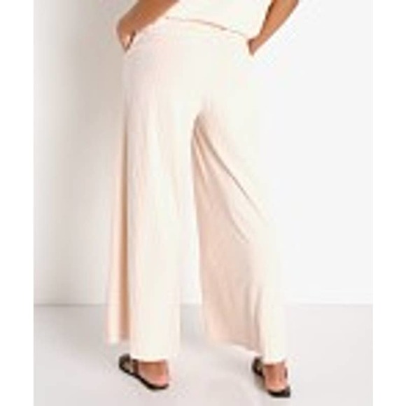 Callahan Pants - Callahan Knit Wear Bo Wide Leg Ribbed Pants in Cream